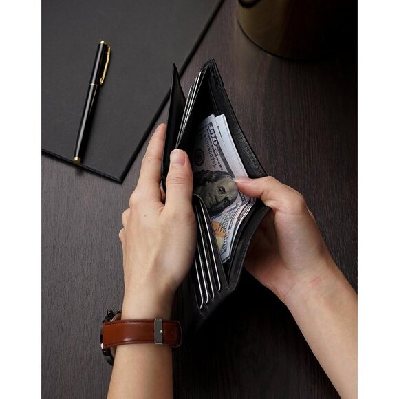 Mens Wallets Blocking Capacity Billfold with ID Window 13 Card Holder Slots - Picture 5 of 6